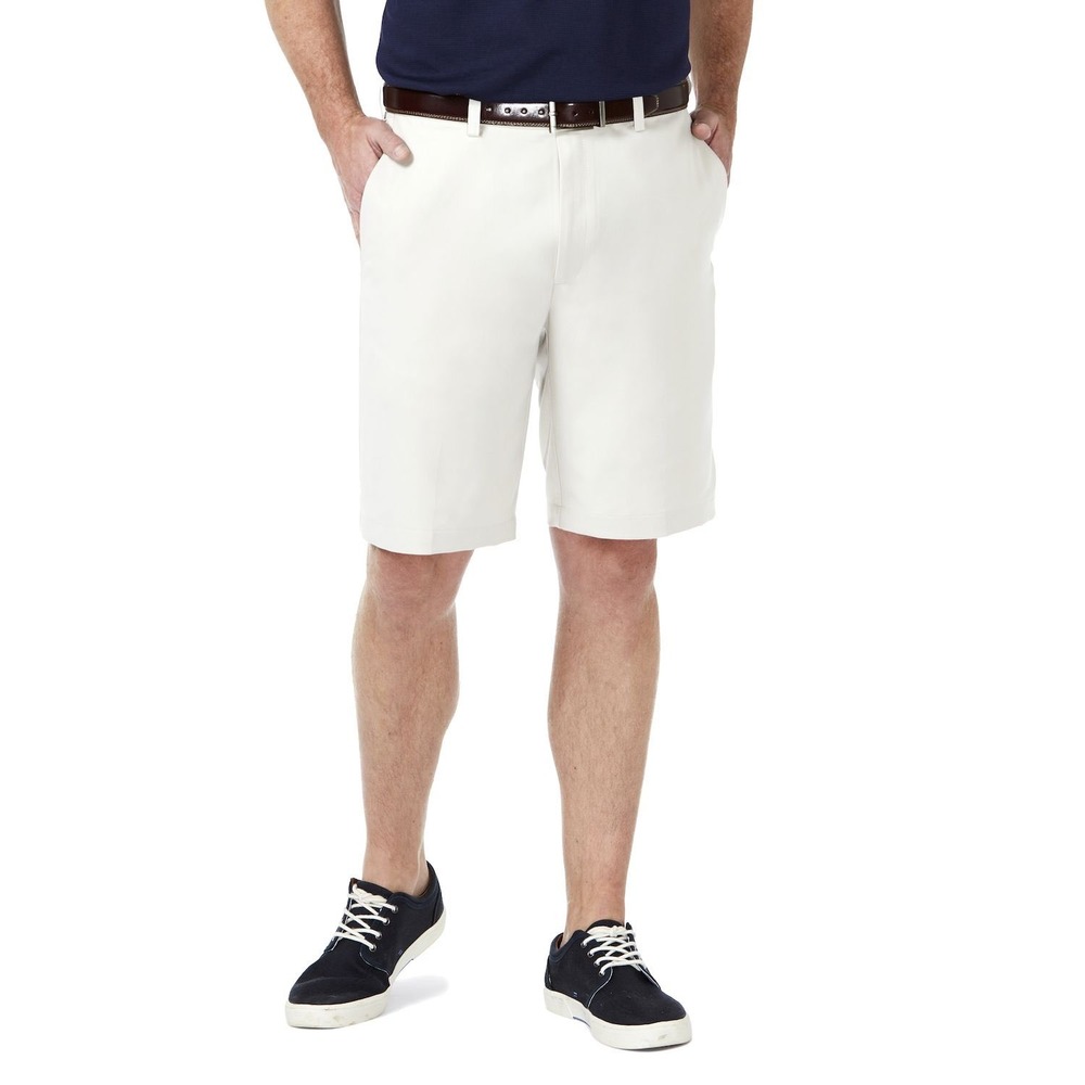 Haggar Cool 18 Performance Short Flat Front Minimalist Mens 42 White New W Tags